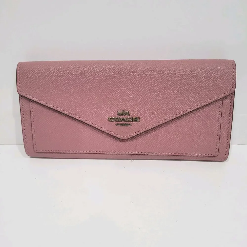 Coach Wallet Envelope Light‎ Purple Large Card Bill Holder Long Modern Fair